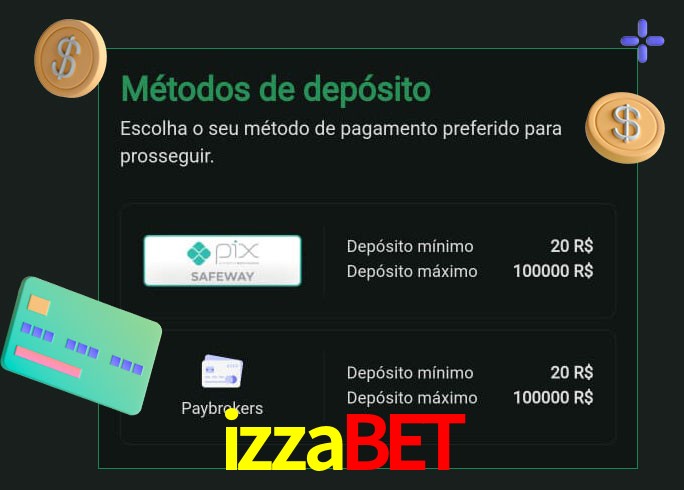 O cassino izzabet oferece uma grande variedade de métodos de pagamento